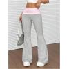 imageWomens Leopard Print Color Block Flare Pants Elastic High Waisted Bell BottomsGrey