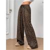 imageWomens Leopard Wide Leg Baggy Pants Drawstring Waist Y2K Sweatpants Casual Long TrousersBrown