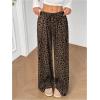 imageWomens Leopard Wide Leg Baggy Pants Drawstring Waist Y2K Sweatpants Casual Long TrousersBrown