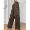 imageWomens Leopard Wide Leg Baggy Pants Drawstring Waist Y2K Sweatpants Casual Long TrousersBrown