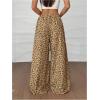 imageWomens Leopard Wide Leg Baggy Pants Drawstring Waist Y2K Sweatpants Casual Long TrousersMocha Brown