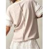 imageWomens Patchwork Number Graphic Tees Short Sleeve Crew Neck Loose Cute T ShirtsMulticolor