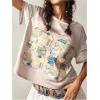 imageWomens Patchwork Number Graphic Tees Short Sleeve Crew Neck Loose Cute T ShirtsMulticolor