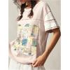 imageWomens Patchwork Number Graphic Tees Short Sleeve Crew Neck Loose Cute T ShirtsMulticolor