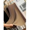 imageWomens Pleated A Line Midi Skirts Elastic Waist Flared Elegant Office Work Flowy SkirtBrown