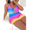 imageWomens Plus Size 2 Piece Ombre Tie Dye Swimsuit Tankini Sets Lace Up Bathing Suit with BoyshortsMulticolor