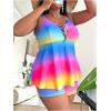 imageWomens Plus Size 2 Piece Ombre Tie Dye Swimsuit Tankini Sets Lace Up Bathing Suit with BoyshortsMulticolor