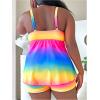 imageWomens Plus Size 2 Piece Ombre Tie Dye Swimsuit Tankini Sets Lace Up Bathing Suit with BoyshortsMulticolor
