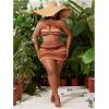 imageWomens Plus Size 3 Piece High Waisted Bikini Sets Boho Halter Bathing Suit with Cover Up SkirtMulticolor