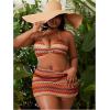 imageWomens Plus Size 3 Piece High Waisted Bikini Sets Boho Halter Bathing Suit with Cover Up SkirtMulticolor