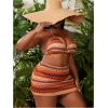 imageWomens Plus Size 3 Piece High Waisted Bikini Sets Boho Halter Bathing Suit with Cover Up SkirtMulticolor