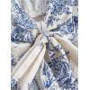 imageWomens Plus Size Boho Camisole Tops Tie Front Ruffle Hem Spaghetti Strap Tank TopWhite and Blue