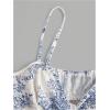 imageWomens Plus Size Boho Camisole Tops Tie Front Ruffle Hem Spaghetti Strap Tank TopWhite and Blue