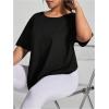 imageWomens Plus Size Cut Out Criss Cross Back Tee Open Back Short Sleeve Crew Neck Athletic Workout TopsBlack