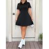 imageWomens Plus Size Football Jersey Dress Collared Golf Tennis Dress Button Front A Line Streetwear DressesBlack