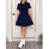 imageWomens Plus Size Football Jersey Dress Collared Golf Tennis Dress Button Front A Line Streetwear DressesDark Blue