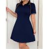 imageWomens Plus Size Football Jersey Dress Collared Golf Tennis Dress Button Front A Line Streetwear DressesDark Blue