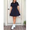 imageWomens Plus Size Football Jersey Dress Collared Golf Tennis Dress Button Front A Line Streetwear DressesPure Blue