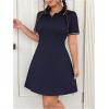 imageWomens Plus Size Football Jersey Dress Collared Golf Tennis Dress Button Front A Line Streetwear DressesPure Blue