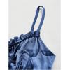 imageWomens Plus Size Graphic Ruffle Hem Camisole Tops Tie Front Spaghetti Strap Y2K Peplum TopBlue