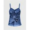 imageWomens Plus Size Graphic Ruffle Hem Camisole Tops Tie Front Spaghetti Strap Y2K Peplum TopBlue