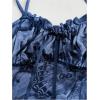 imageWomens Plus Size Graphic Ruffle Hem Camisole Tops Tie Front Spaghetti Strap Y2K Peplum TopBlue