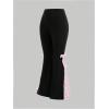 imageWomens Plus Size Lace Bowknot Flare Pants Skinny Kawaii Bell Bottoms Casual Long TrousersBlack