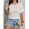 imageWomens Plus Size Open Back Embroidered T Shirt Boho Short Sleeve Crew Neck Textured Tee TopsBeige