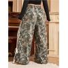 imageWomens Plus Size Striped Camo Print Pants High Waisted Wide Leg Bowknot Baggy Trousers StreetwearMulticolor