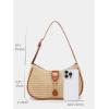 imageWomens Retro Vintage Zipper Shoulder Bag Adjustable Strap Elegant Underarm Purse Hobo HandbagsBeige