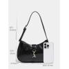 imageWomens Retro Vintage Zipper Shoulder Bag Adjustable Strap Elegant Underarm Purse Hobo HandbagsBlack
