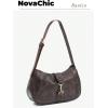 imageWomens Retro Vintage Zipper Shoulder Bag Adjustable Strap Elegant Underarm Purse Hobo HandbagsCoffee Brown