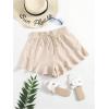 imageWomens Ruffle Hem Drawstring High Waist Linen Shorts Boho Flowy Casual Vacation Summer ShortsBeige