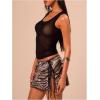 imageWomens Sheer Square Neck Tank Top Sleeveless Fitted Vacation Summer Tops Basic ShirtBlack