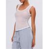 imageWomens Sheer Square Neck Tank Top Sleeveless Fitted Vacation Summer Tops Basic ShirtWhite