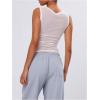 imageWomens Sheer Square Neck Tank Top Sleeveless Fitted Vacation Summer Tops Basic ShirtWhite
