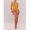 imageWomens Sheer Square Neck Tank Top Sleeveless Fitted Vacation Summer Tops Basic ShirtYellow