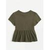 imageWomens Short Sleeve Ruffle Hem Peplum Tee Shirts Slim Fit Crewneck T Shirt TopsArmy Green