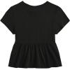 imageWomens Short Sleeve Ruffle Hem Peplum Tee Shirts Slim Fit Crewneck T Shirt TopsBlack