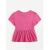 imageWomens Short Sleeve Ruffle Hem Peplum Tee Shirts Slim Fit Crewneck T Shirt TopsHot Pink