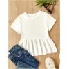 imageWomens Short Sleeve Ruffle Hem Peplum Tee Shirts Slim Fit Crewneck T Shirt TopsWhite