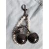 imageWomens Sparkly Cherry Beaded Keychain Y2K Bag Charm with Key Ring and Clip Purse AccessoriesBlack