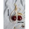 imageWomens Sparkly Cherry Beaded Keychain Y2K Bag Charm with Key Ring and Clip Purse AccessoriesRed