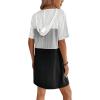 imageWomens Summer Dress Colorblock Short Sleeve Half Zip Hooded T Shirt Dress Loose Tunic DressMulticolor