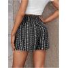 imageWomens Summer Geo Tribal Print Boho Mini Shorts Elastic High Waisted Graphic Holiday Shorts with PocketsBlack