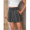 imageWomens Summer Geo Tribal Print Boho Mini Shorts Elastic High Waisted Graphic Holiday Shorts with PocketsBlack
