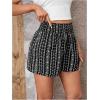 imageWomens Summer Geo Tribal Print Boho Mini Shorts Elastic High Waisted Graphic Holiday Shorts with PocketsBlack