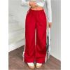 imageWomens Tie Side Striped Straight Leg Sweatpants Elastic High Waisted Casual Sports Baggy PantsRed