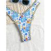 imageWomens Tropical Graphic High Cut Bikini Sets Spaghetti Strap Triangle Wireless Bathing Suit SwimsuitMulticolor