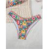 imageWomens Tropical Graphic High Cut Bikini Sets Spaghetti Strap Triangle Wireless Bathing Suit SwimsuitMulticoloured